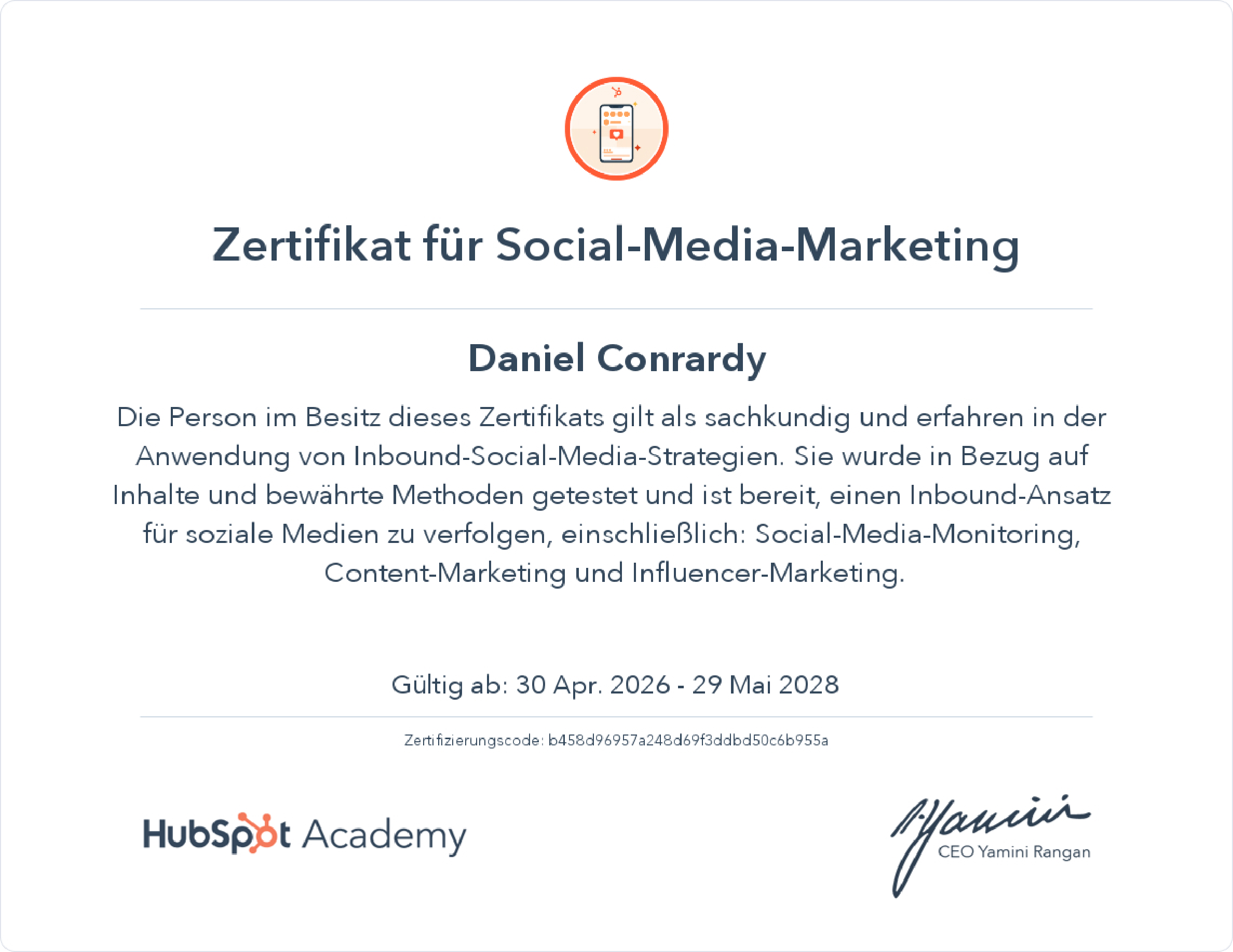 HubSpot Zertifikat